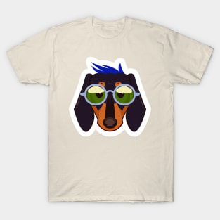 Dachshund Hipster Dog Lover Retro T-Shirt